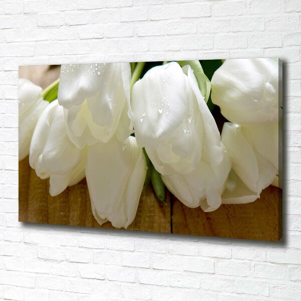 Canvas foto Witte tulpen