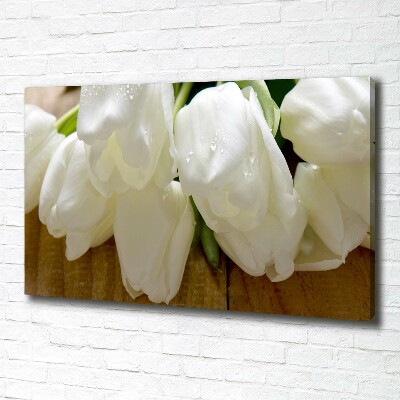 Canvas foto Witte tulpen