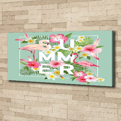 Schilderij op canvas Vakanties en flamingo's