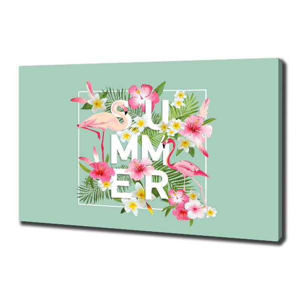 Schilderij op canvas Vakanties en flamingo's