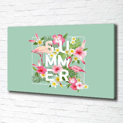 Schilderij op canvas Vakanties en flamingo's