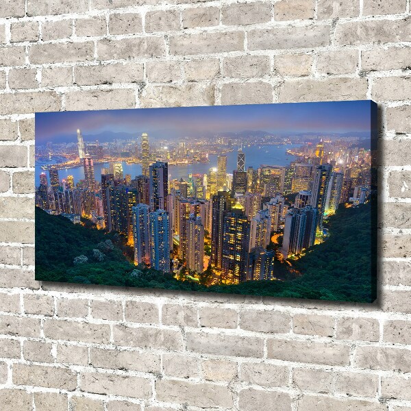 Schilderij op canvas Hong Kong 's nachts