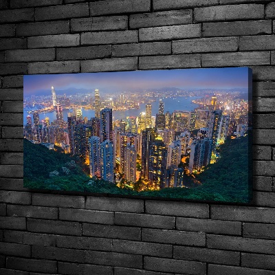 Schilderij op canvas Hong Kong 's nachts