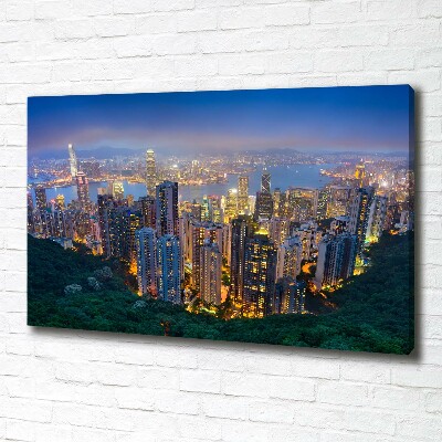 Schilderij op canvas Hong Kong 's nachts