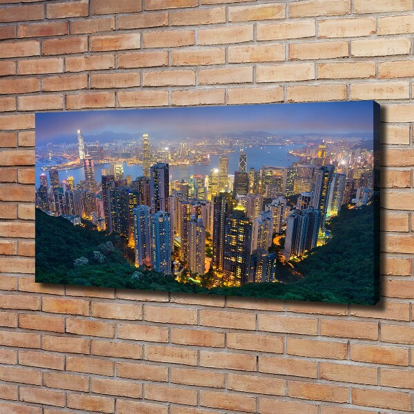 Schilderij op canvas Hong Kong 's nachts