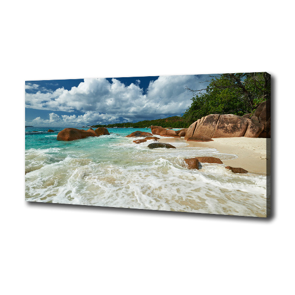 Canvas foto Strand op de Seychellen