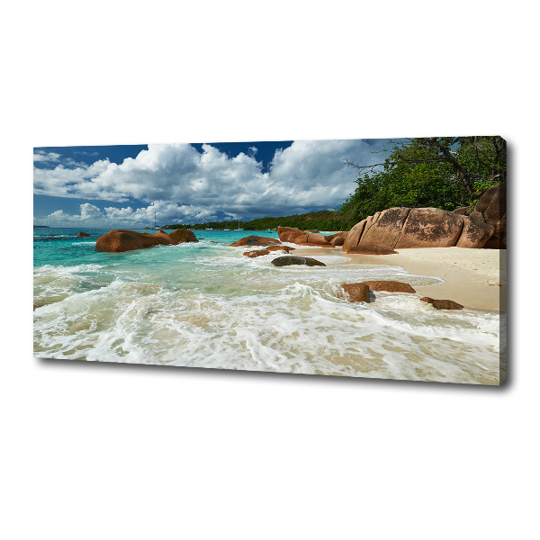 Canvas foto Strand op de Seychellen