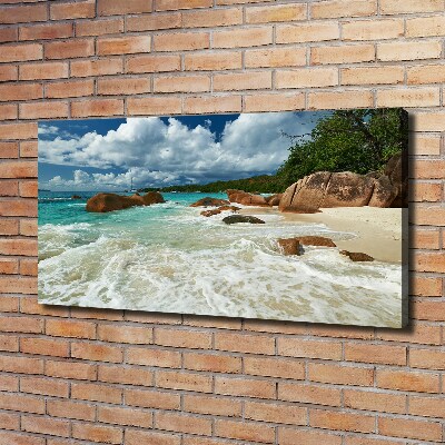 Canvas foto Strand op de Seychellen