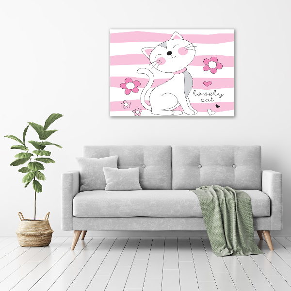 Schilderij op canvas Witte kat