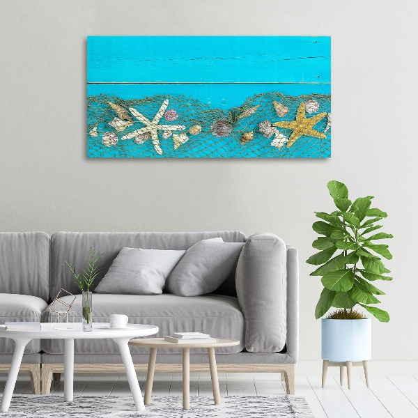Foto canvas Zeesterren en schelpen