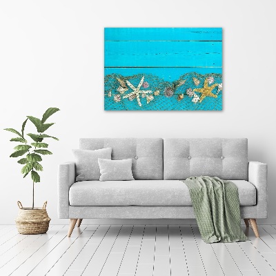 Foto canvas Zeesterren en schelpen