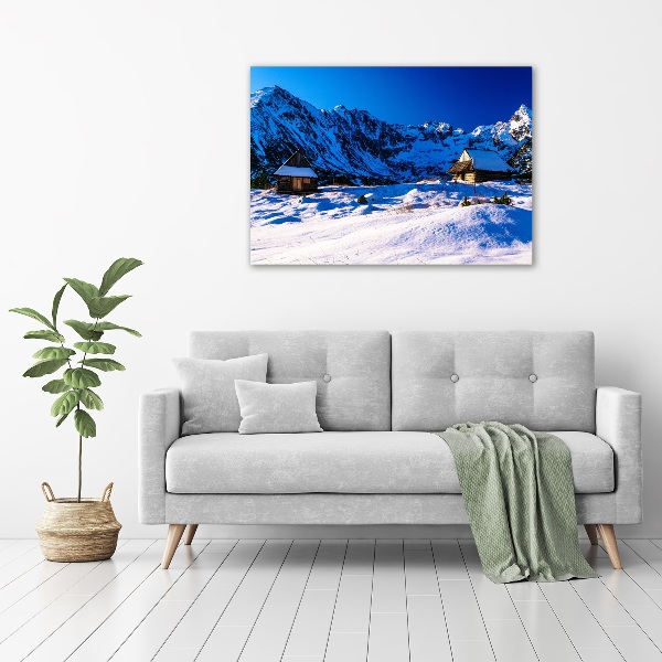 Foto canvas Huizen in het Tatragebergte