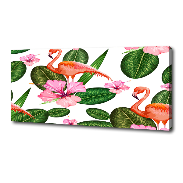 Foto canvas Flamingo's en planten