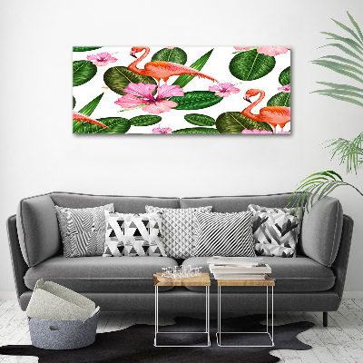 Foto canvas Flamingo's en planten