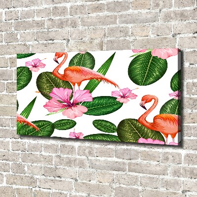 Foto canvas Flamingo's en planten
