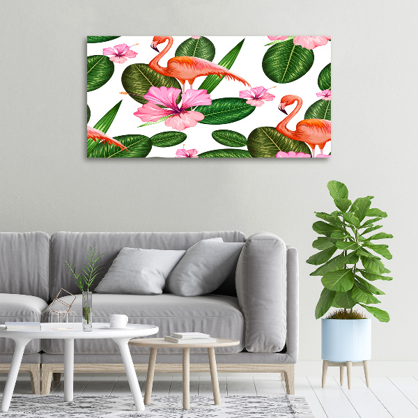 Foto canvas Flamingo's en planten