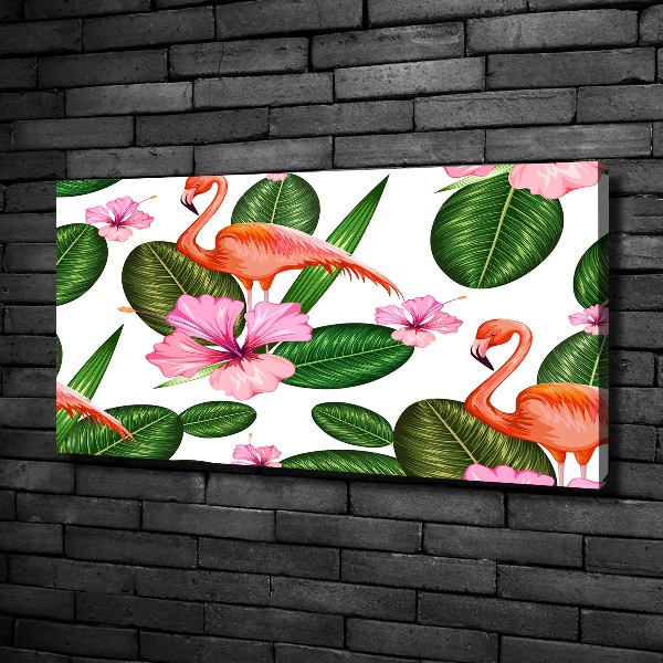 Foto canvas Flamingo's en planten