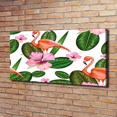 Foto canvas Flamingo's en planten