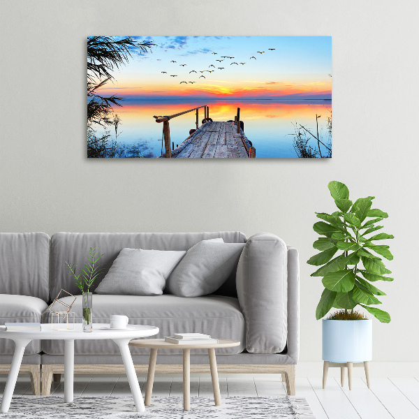 Canvas foto Steiger aan het meer