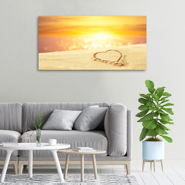 Canvas foto Hart in het zand