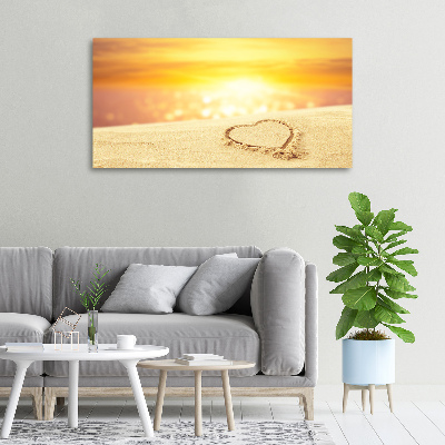 Canvas foto Hart in het zand