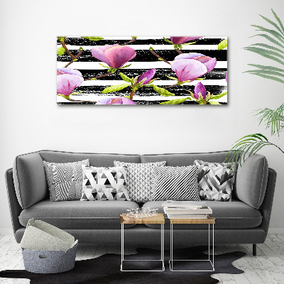 Foto canvas Gestreepte magnolia