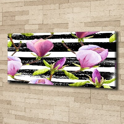 Foto canvas Gestreepte magnolia