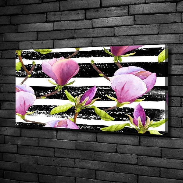 Foto canvas Gestreepte magnolia