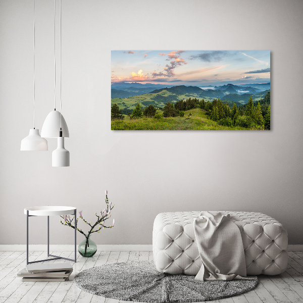 Canvas schilderij Panorama van het Pieninygebergte