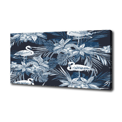 Canvas foto Flamingo's en planten