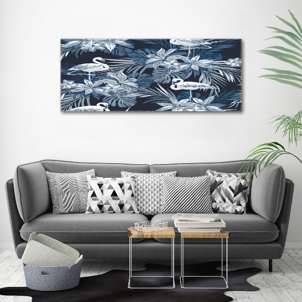 Canvas foto Flamingo's en planten