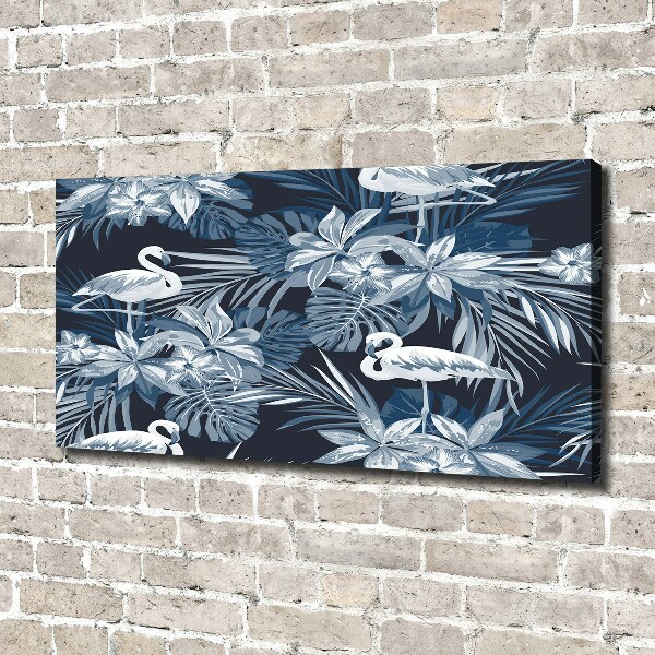 Canvas foto Flamingo's en planten