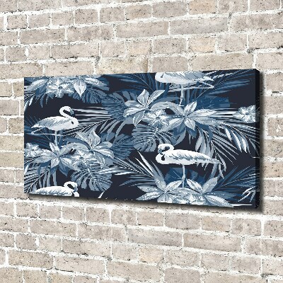 Canvas foto Flamingo's en planten