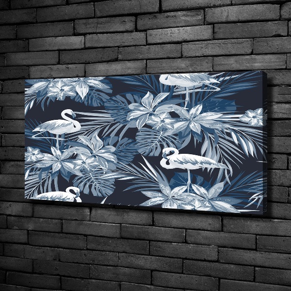 Canvas foto Flamingo's en planten