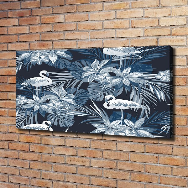 Canvas foto Flamingo's en planten