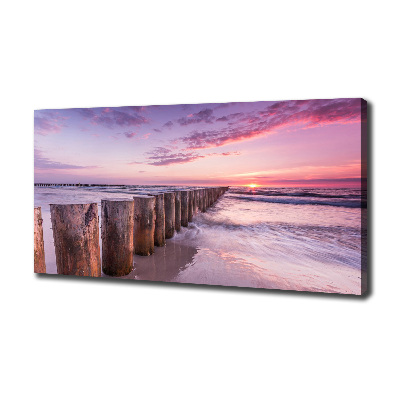 Canvas foto Houten golfbreker