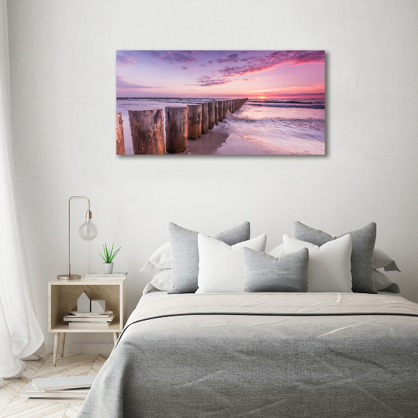 Canvas foto Houten golfbreker