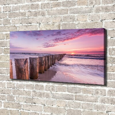 Canvas foto Houten golfbreker