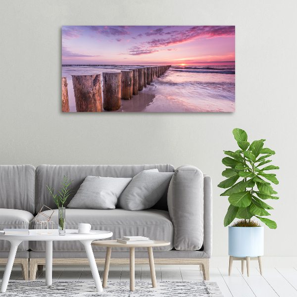 Canvas foto Houten golfbreker