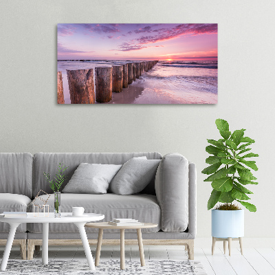 Canvas foto Houten golfbreker