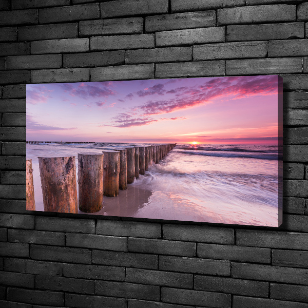 Canvas foto Houten golfbreker