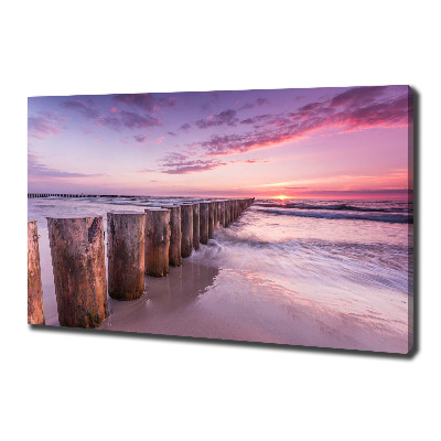 Canvas foto Houten golfbreker