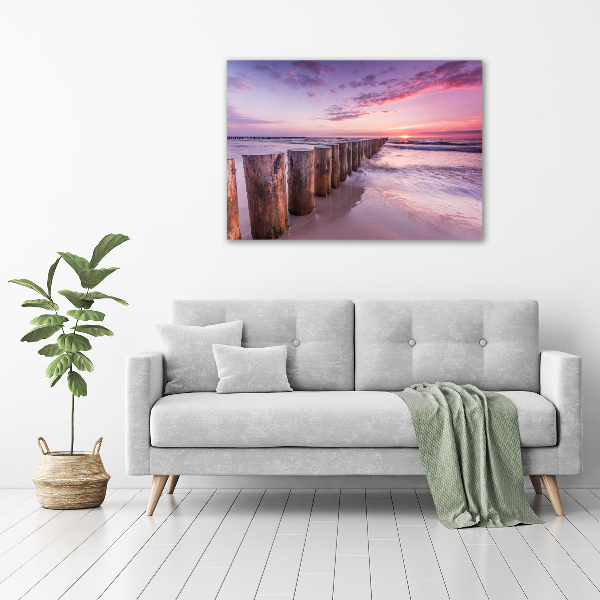 Canvas foto Houten golfbreker