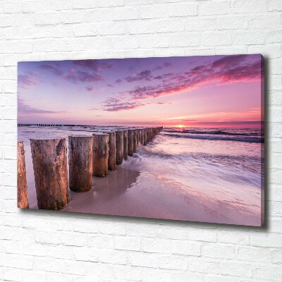 Canvas foto Houten golfbreker