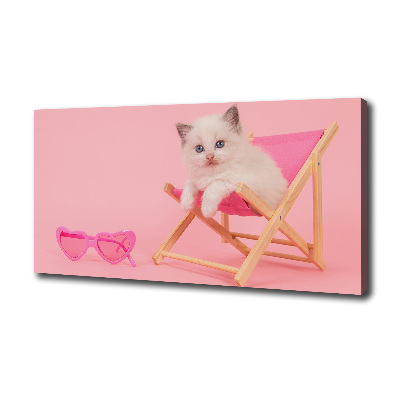 Foto canvas Kat op een ligstoel