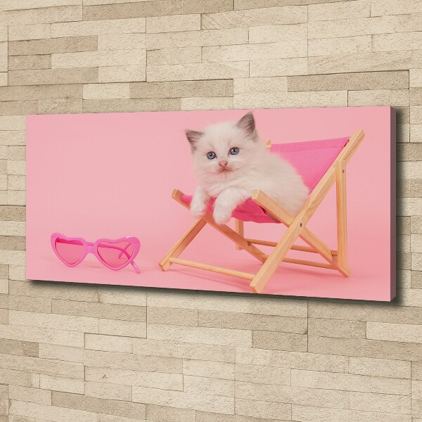 Foto canvas Kat op een ligstoel