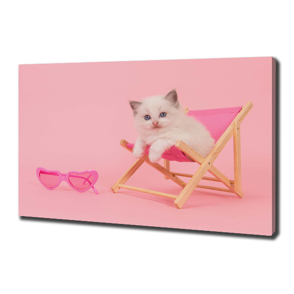 Foto canvas Kat op een ligstoel