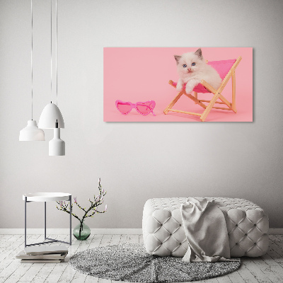 Foto canvas Kat op een ligstoel