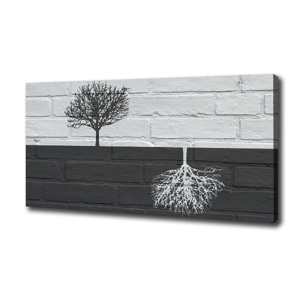 Canvas foto Bomen op de muur
