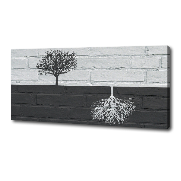 Canvas foto Bomen op de muur